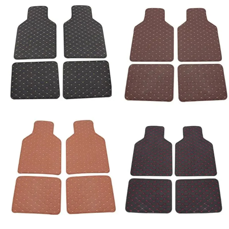 4-piece set of Universal PU Leather Car Floor Mats
